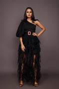 Load image into Gallery viewer, Black Bodysuit With Ruffled Skirt
