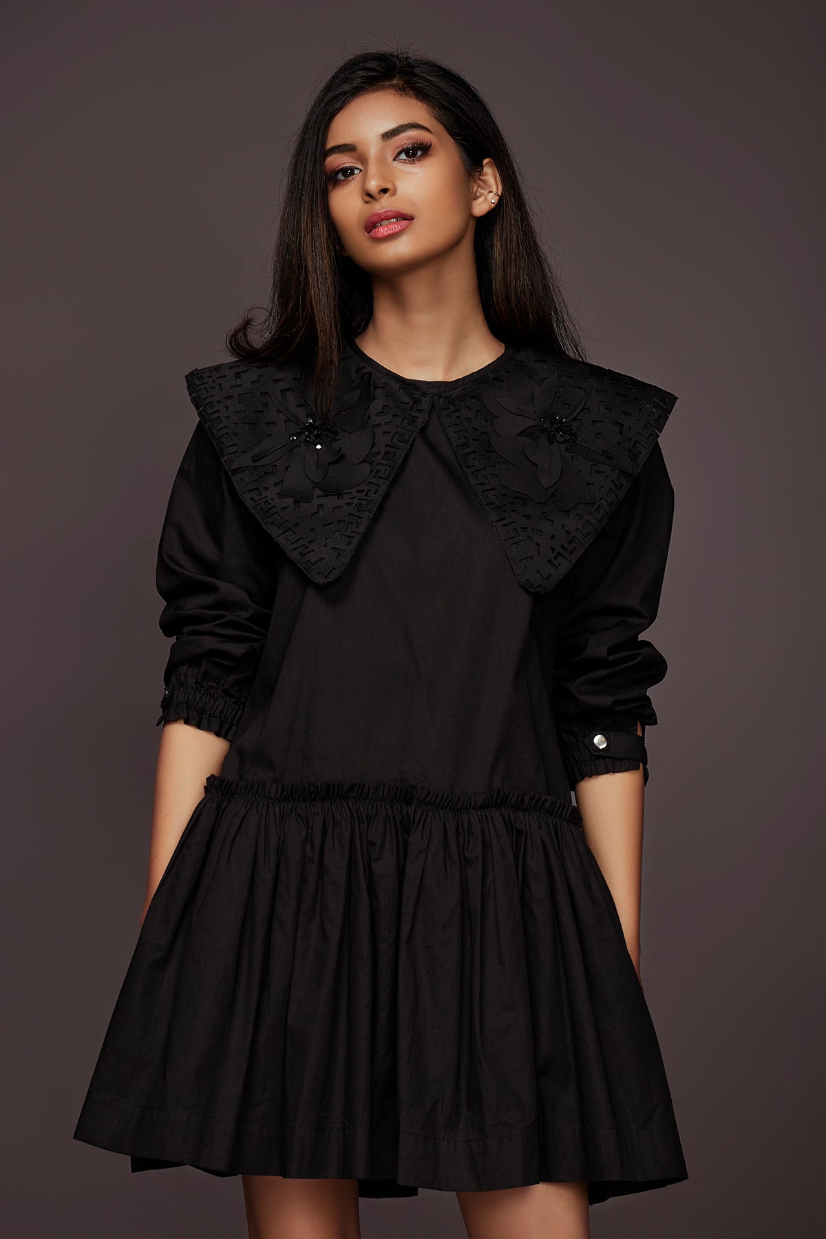 Black Dress With Detachable Collar