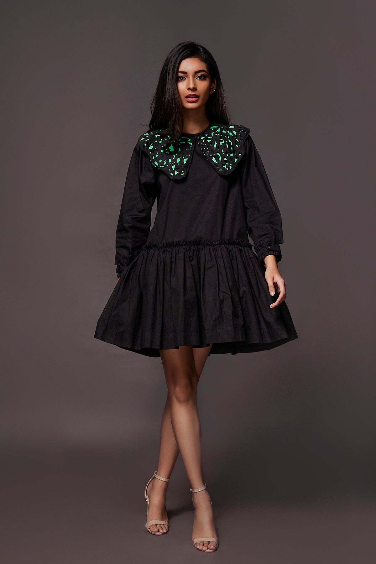 Black Dress With Detachable Collar
