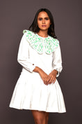 Load image into Gallery viewer, White Dress With Puff Sleeves And Frill Bottom
