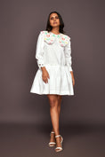 Load image into Gallery viewer, White Dress With Puff Sleeves And Frill Bottom
