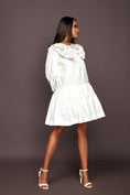 Load image into Gallery viewer, White Dress With Puff Sleeves And Frill Bottom
