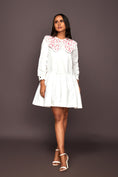 Load image into Gallery viewer, White Dress With Puff Sleeves And Frill Bottom
