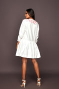 Load image into Gallery viewer, White Dress With Puff Sleeves And Frill Bottom
