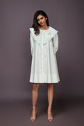 Load image into Gallery viewer, White A-Line Cotton Dress With Cutwork Collar
