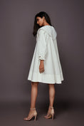 Load image into Gallery viewer, White A-Line Cotton Dress With Cutwork Collar
