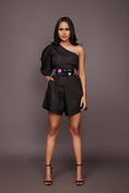 Load image into Gallery viewer, Black Playsuit With Cutwork Sleeves
