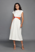 Load image into Gallery viewer, White Dress With Cut Outs And Adjustable Neon Side Straps
