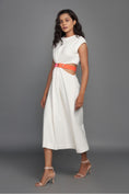 Load image into Gallery viewer, White Dress With Cut Outs And Adjustable Neon Side Straps
