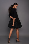 Load image into Gallery viewer, Black Dress With Sequence Gathered Bottom
