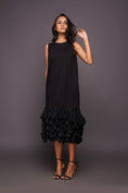 Load image into Gallery viewer, Black Shift Dress With Sequin Ruffled Bottom
