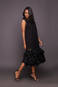 Load image into Gallery viewer, Black Shift Dress With Sequin Ruffled Bottom
