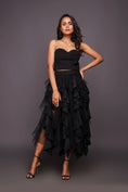Load image into Gallery viewer, Black Corset Top With Sequin Ruffled Skirt
