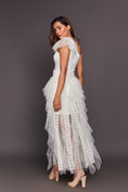 Load image into Gallery viewer, White One Shoulder Ruffled Dress With Sequin Belt
