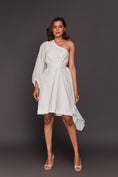 Load image into Gallery viewer, White One Shoulder Dress With Sequin Sash Belt
