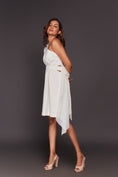 Load image into Gallery viewer, White One Shoulder Dress With Sequin Sash Belt
