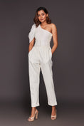 Load image into Gallery viewer, White One Shoulder Bodysuit With Straight Pants
