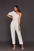 Load image into Gallery viewer, White One Shoulder Bodysuit With Straight Pants
