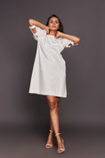 Load image into Gallery viewer, White Sequin Sleeves Shift Dress
