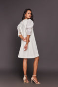 Load image into Gallery viewer, White Sequin Sleeves Shift Dress
