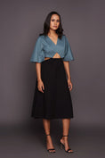 Load image into Gallery viewer, Black & Teal Midi Length Dress

