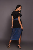 Load image into Gallery viewer, Black & Blue Cold Shoulder Dress With Cutwork
