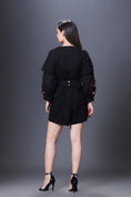 Load image into Gallery viewer, Black Playsuit With Hand Embroidered Sleeve & Belt
