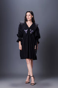 Load image into Gallery viewer, Black Dress With Hand Embroidered Sailor Collars
