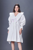 Load image into Gallery viewer, White Dress With Hand Embroidered Sailor Collars
