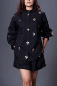 Load image into Gallery viewer, Black Hand Embroidered Shirt With Shorts Co-Ord Set
