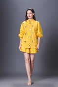 Load image into Gallery viewer, Yellow Hand Embroidered Shirt With Shorts Co-Ord Set
