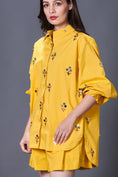 Load image into Gallery viewer, Yellow Hand Embroidered Shirt With Shorts Co-Ord Set
