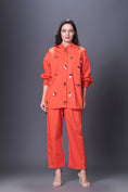 Load image into Gallery viewer, Orange Hand Embroidered Shirt With Pants Co-Ord Set
