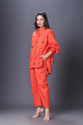 Load image into Gallery viewer, Orange Hand Embroidered Shirt With Pants Co-Ord Set
