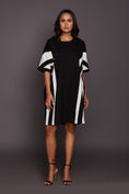 Load image into Gallery viewer, Black And White Patchwork Shift Dress
