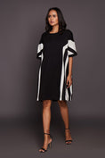 Load image into Gallery viewer, Black And White Patchwork Shift Dress
