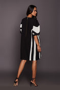 Load image into Gallery viewer, Black And White Patchwork Shift Dress
