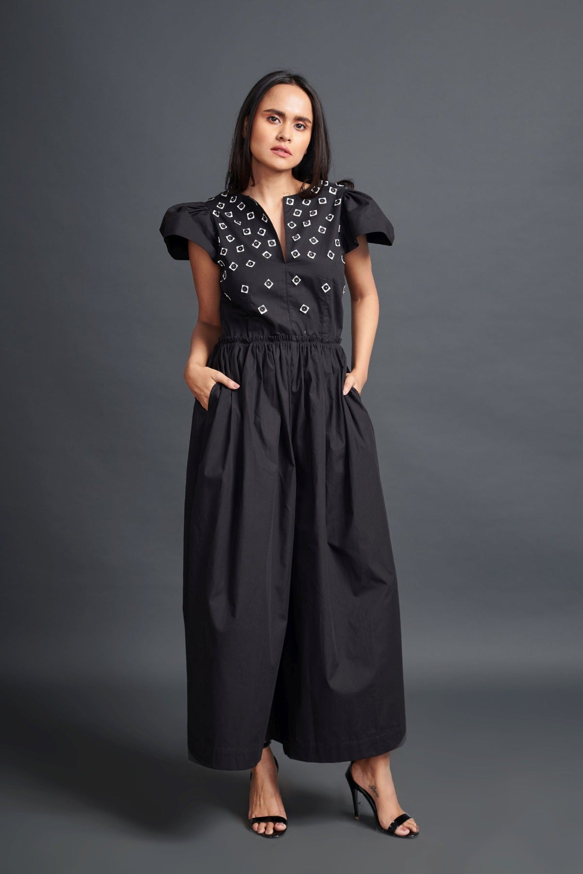 Black Jumpsuit With Embroidery