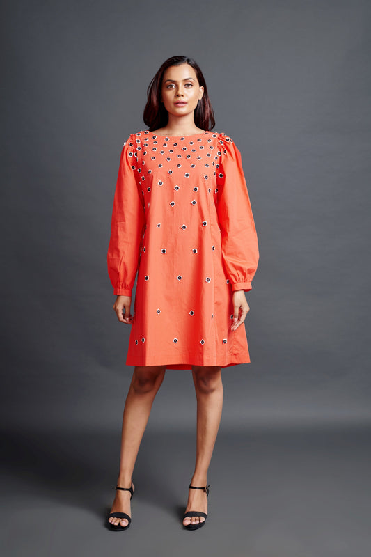 Orange Dress With Knotted Back