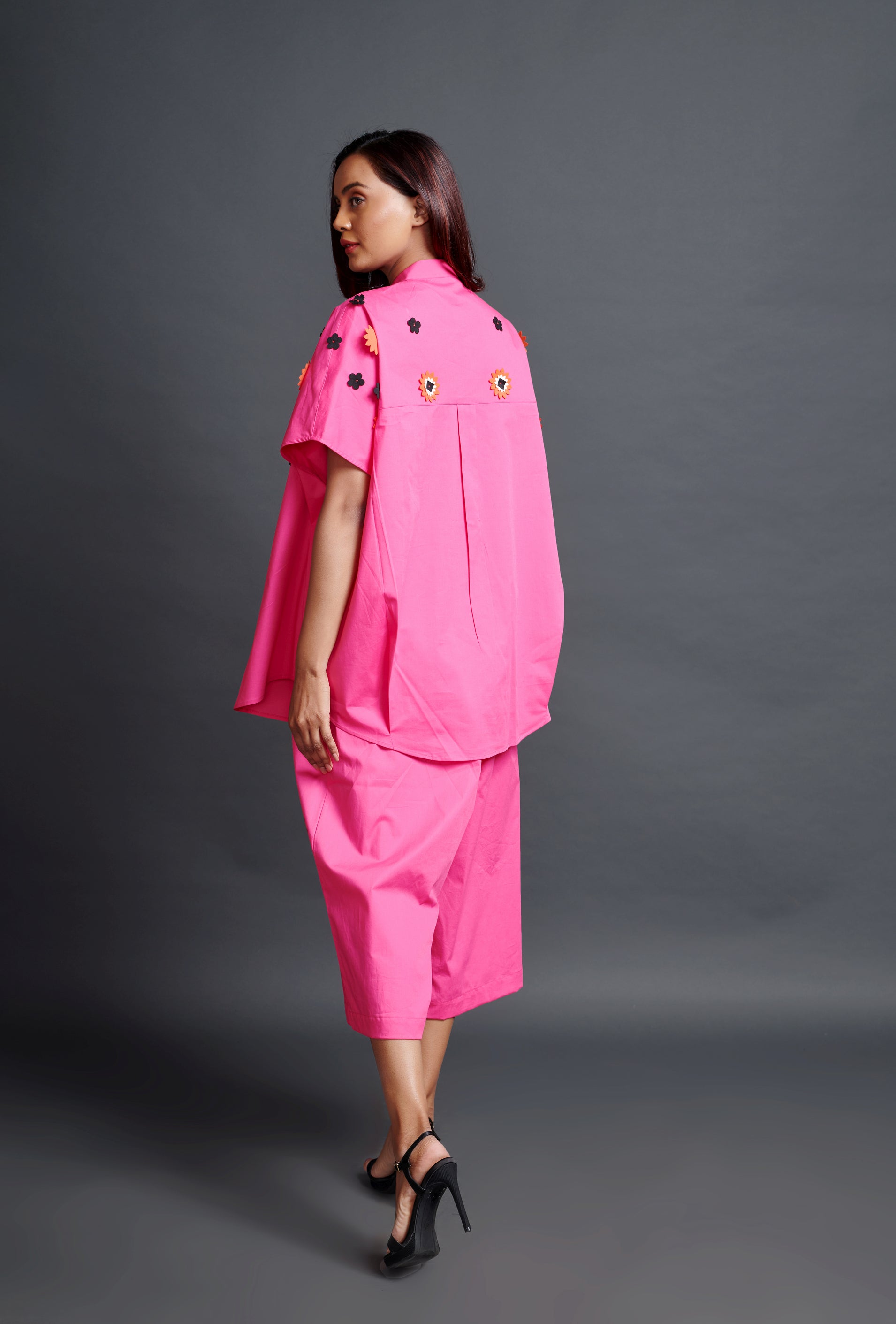 Pink Embroidered Oversized Co-Ord Set