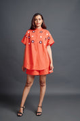 Load image into Gallery viewer, Orange Embroidered Oversized Co-Ord Set
