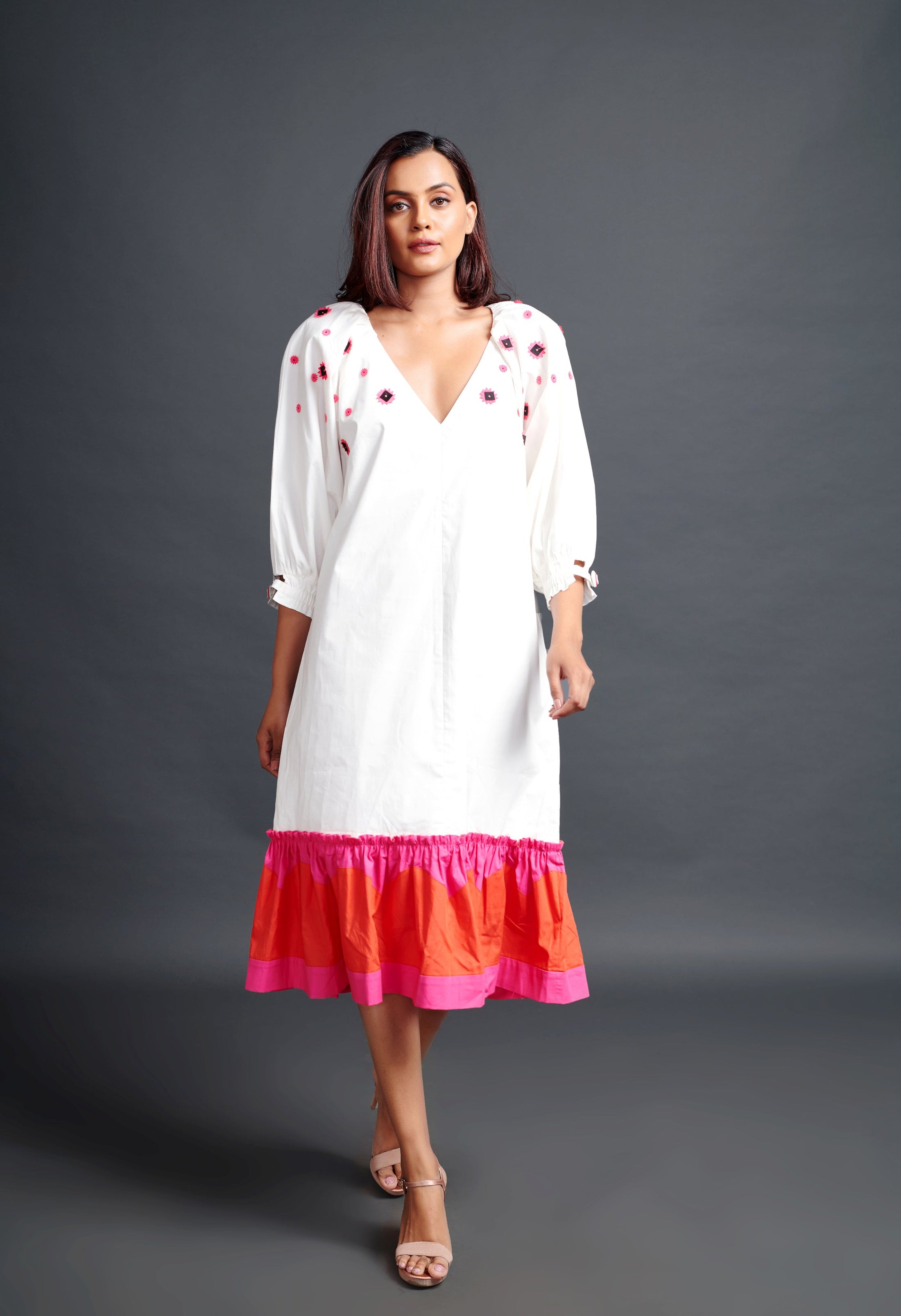 White Confetti Shoulder Dress