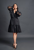 Load image into Gallery viewer, Black Jacket Dress With Cutwork Sleeves
