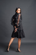 Load image into Gallery viewer, Black Jacket Dress With Cutwork Sleeves
