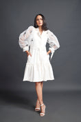 Load image into Gallery viewer, White Jacket Dress With Cutwork Sleeves
